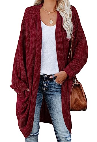 ZoeAce Womens Open Front Knit Cardigan Long Batwing Sleeve